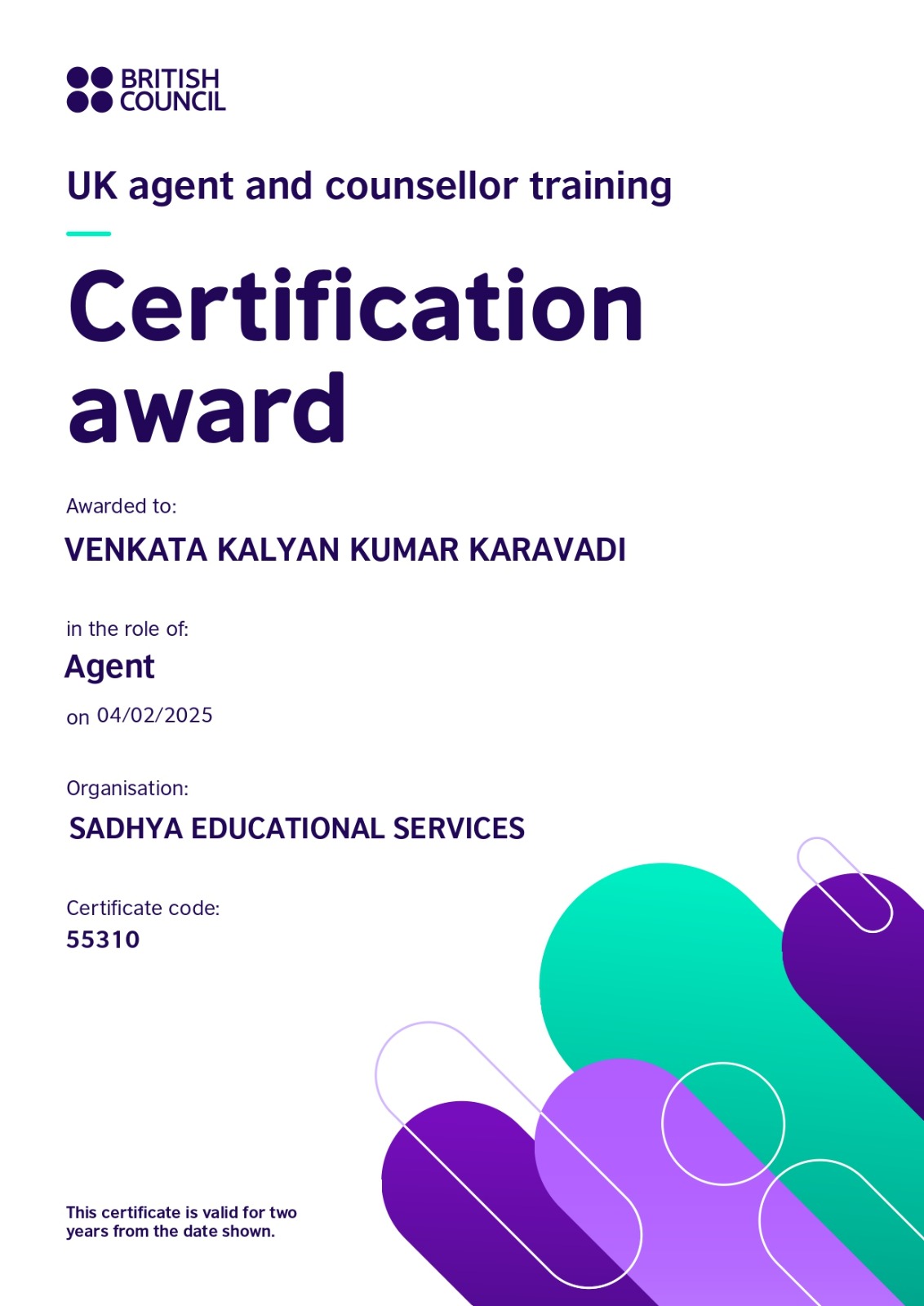 British Council Certificate